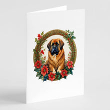 Load image into Gallery viewer, Tibetan Mastiff Christmas Flowers Greeting Cards - Blank Note Cards – 8-Pack of Artist-Designed Cards with Envelopes