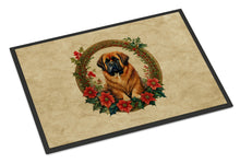 Load image into Gallery viewer, Tibetan Mastiff Christmas Flowers Doormat