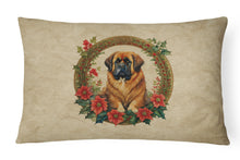 Load image into Gallery viewer, Tibetan Mastiff Christmas Flowers Throw Pillow
