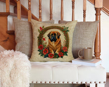 Load image into Gallery viewer, Tibetan Mastiff Christmas Flowers Throw Pillow - 14x14 Decorative Pillow – Art for Your Home &amp; Patio