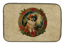 Load image into Gallery viewer, Tibetan Spaniel Christmas Flowers Dish Drying Mat