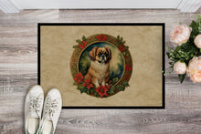 Load image into Gallery viewer, Tibetan Spaniel Christmas Flowers Doormat-24x36 Indoor / Outdoor Rug | Made in USA
