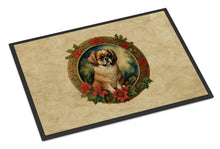 Load image into Gallery viewer, Tibetan Spaniel Christmas Flowers Doormat-24x36 Indoor / Outdoor Rug | Made in USA