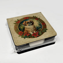 Load image into Gallery viewer, Tibetan Spaniel Christmas Flowers PU Leather Note Paper Holder