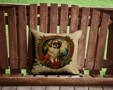 Load image into Gallery viewer, Tibetan Spaniel Christmas Flowers Throw Pillow - 14x14 Decorative Pillow – Art for Your Home &amp; Patio