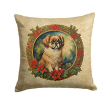 Load image into Gallery viewer, Tibetan Spaniel Christmas Flowers Throw Pillow - 14x14 Decorative Pillow – Art for Your Home &amp; Patio