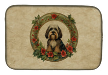 Load image into Gallery viewer, Tibetan Terrier Christmas Flowers Dish Drying Mat