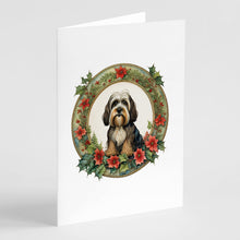 Load image into Gallery viewer, Tibetan Terrier Christmas Flowers Greeting Cards - Blank Note Cards – 8-Pack of Artist-Designed Cards with Envelopes