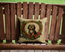 Load image into Gallery viewer, Tibetan Terrier Christmas Flowers Throw Pillow - 14x14 Decorative Pillow – Art for Your Home &amp; Patio