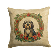 Load image into Gallery viewer, Tibetan Terrier Christmas Flowers Throw Pillow - 14x14 Decorative Pillow – Art for Your Home &amp; Patio