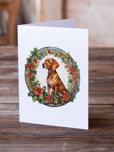 Load image into Gallery viewer, Vizsla Christmas Flowers Greeting Cards - Blank Note Cards – 8-Pack of Artist-Designed Cards with Envelopes