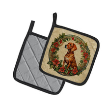 Load image into Gallery viewer, Vizsla Christmas Flowers Pot Holders - Set of 2 Decorative Kitchen Helpers | Made in the USA