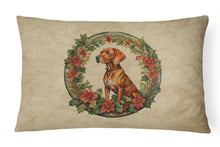 Load image into Gallery viewer, Vizsla Christmas Flowers Throw Pillow