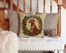 Load image into Gallery viewer, Vizsla Christmas Flowers Throw Pillow - 14x14 Decorative Pillow – Art for Your Home &amp; Patio