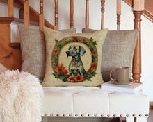 Load image into Gallery viewer, Weimaraner Christmas Flowers Throw Pillow - 14x14 Decorative Pillow – Art for Your Home &amp; Patio