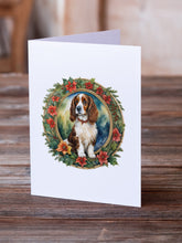 Load image into Gallery viewer, Welsh Springer Spaniel Christmas Flowers Greeting Cards - Blank Note Cards – 8-Pack of Artist-Designed Cards with Envelopes