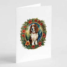 Load image into Gallery viewer, Welsh Springer Spaniel Christmas Flowers Greeting Cards - Blank Note Cards – 8-Pack of Artist-Designed Cards with Envelopes