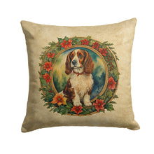 Load image into Gallery viewer, Welsh Springer Spaniel Christmas Flowers Throw Pillow - 14x14 Decorative Pillow – Art for Your Home &amp; Patio