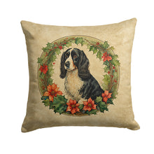 Load image into Gallery viewer, Welsh Springer Spaniel Christmas Flowers Throw Pillow - 14x14 Decorative Pillow – Art for Your Home &amp; Patio