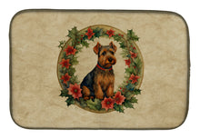Load image into Gallery viewer, Welsh Terrier Christmas Flowers Dish Drying Mat