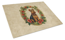 Load image into Gallery viewer, Welsh Terrier Christmas Flowers Glass Cutting Boards – Durable, Decorative Kitchen Art