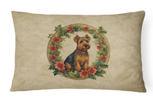 Load image into Gallery viewer, Welsh Terrier Christmas Flowers Throw Pillow
