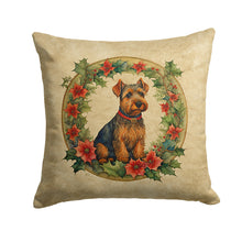 Load image into Gallery viewer, Welsh Terrier Christmas Flowers Throw Pillow - 14x14 Decorative Pillow – Art for Your Home &amp; Patio