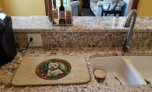 Load image into Gallery viewer, Westie Christmas Flowers Dish Drying Mat
