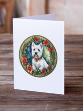 Load image into Gallery viewer, Westie Christmas Flowers Greeting Cards - Blank Note Cards – 8-Pack of Artist-Designed Cards with Envelopes