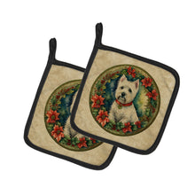 Load image into Gallery viewer, Westie Christmas Flowers Pot Holders - Set of 2 Decorative Kitchen Helpers | Made in the USA
