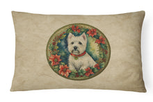 Load image into Gallery viewer, Westie Christmas Flowers Throw Pillow