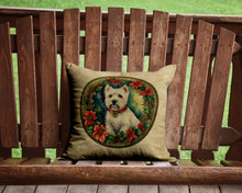 Load image into Gallery viewer, Westie Christmas Flowers Throw Pillow - 14x14 Decorative Pillow – Art for Your Home &amp; Patio