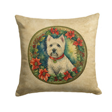 Load image into Gallery viewer, Westie Christmas Flowers Throw Pillow