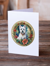 Load image into Gallery viewer, Westie Christmas Flowers Greeting Cards - Blank Note Cards – 8-Pack of Artist-Designed Cards with Envelopes
