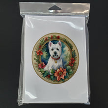 Load image into Gallery viewer, Westie Christmas Flowers Greeting Cards - Blank Note Cards – 8-Pack of Artist-Designed Cards with Envelopes