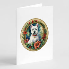 Load image into Gallery viewer, Westie Christmas Flowers Greeting Cards - Blank Note Cards – 8-Pack of Artist-Designed Cards with Envelopes