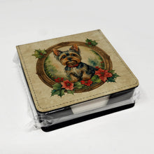 Load image into Gallery viewer, Yorkie Christmas Flowers PU Leather Note Paper Holder