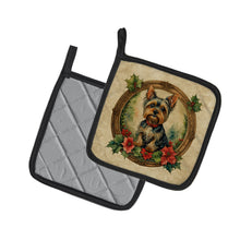 Load image into Gallery viewer, Yorkie Christmas Flowers Pot Holders - Set of 2 Decorative Kitchen Helpers | Made in the USA