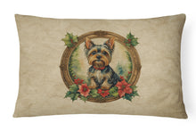 Load image into Gallery viewer, Yorkie Christmas Flowers Throw Pillow
