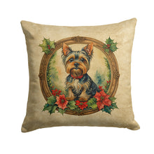 Load image into Gallery viewer, Yorkie Christmas Flowers Throw Pillow