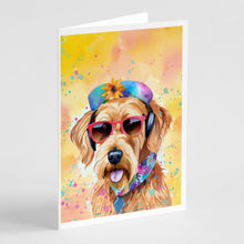 Load image into Gallery viewer, Airedale Terrier Hippie Dawg Greeting Cards - Blank Note Cards – 8-Pack of Artist-Designed Cards with Envelopes
