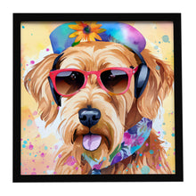 Load image into Gallery viewer, Airedale Terrier Hippie Dawg Framed Metal Print