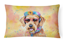 Load image into Gallery viewer, Airedale Terrier Hippie Dawg Fabric Decorative Pillow