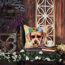 Load image into Gallery viewer, Airedale Terrier Hippie Dawg Throw Pillow - 14x14 Decorative Pillow – Art for Your Home &amp; Patio