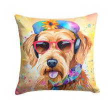 Load image into Gallery viewer, Airedale Terrier Hippie Dawg Throw Pillow - 14x14 Decorative Pillow – Art for Your Home &amp; Patio