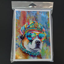 Load image into Gallery viewer, Akita Hippie Dawg Greeting Cards - Blank Note Cards – 8-Pack of Artist-Designed Cards with Envelopes
