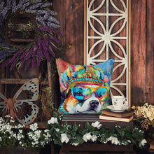 Load image into Gallery viewer, Akita Hippie Dawg Throw Pillow - 14x14 Decorative Pillow – Art for Your Home &amp; Patio