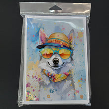 Load image into Gallery viewer, Alaskan Klee Kai Hippie Dawg Greeting Cards - Blank Note Cards – 8-Pack of Artist-Designed Cards with Envelopes