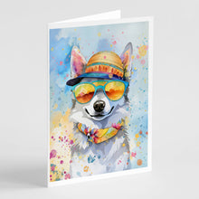 Load image into Gallery viewer, Alaskan Klee Kai Hippie Dawg Greeting Cards - Blank Note Cards – 8-Pack of Artist-Designed Cards with Envelopes