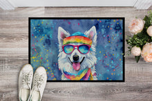 Load image into Gallery viewer, American Eskimo Hippie Dawg Doormat - 24x36 Decorative Floor Mat – Indoor/Outdoor Rug with Artistic Flair
